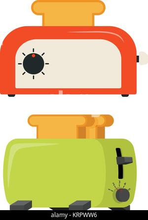 Set toaster red and green on white background Stock Vector