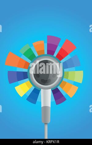 Earphone with color effect equalizer on a blue background Stock Vector