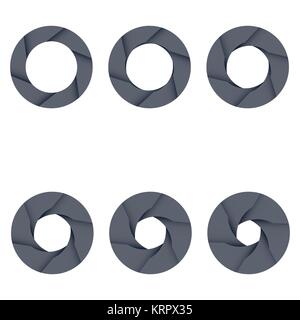 Set of black camera shutter icons on white background. Vector illustration Stock Vector