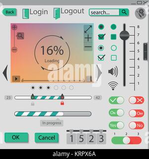 Web Elements Buttons Buttons Switchers Video Volume Equalizer Slider Loader Progress Bar Scroll Bar Checkbox Radiobutton Stock Vector