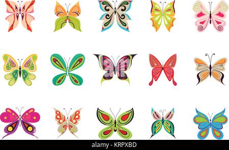 Set of colorful vector butterflies Stock Vector