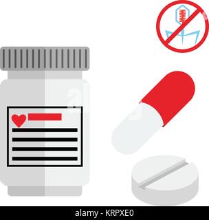 Medical capsule containers, tablets and pills vector set isolated on white. Stock Vector