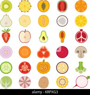 Vector set of fruits and vegetables Stock Vector Image & Art - Alamy