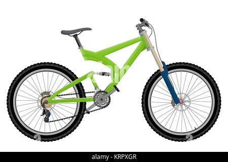 Two suspension mountain bike isolated on white background Stock Vector