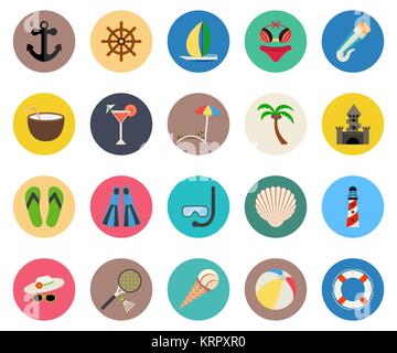 Set of icons summer beach vacation - vector illustration Stock Vector