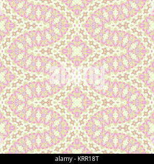 Abstract geometric seamless background. Regular ornaments in pink, violet and yellow shades on beige, ornate and dreamy. Stock Photo