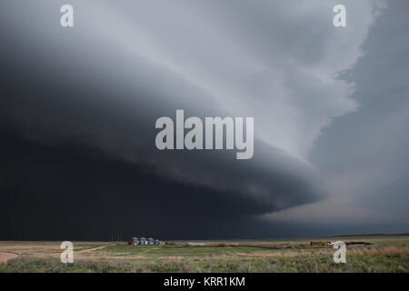 A massive supercell on the high plains of eastern Colorado. Stock Photo