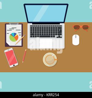 Flat design vector illustration of modern office interior with in minimalistic flat style and color Stock Vector