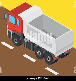 the truck in isometric projection - 3D illustration Stock Vector