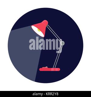 table-lamp, desk lamp, reading-lamp with light, flat style vector illustration Stock Vector