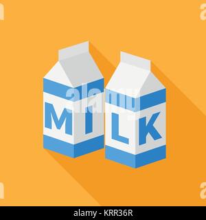 Milk flat icon. Modern flat icons with long shadow effect in stylish colors. Icons for Web and Mobile Application. Stock Vector