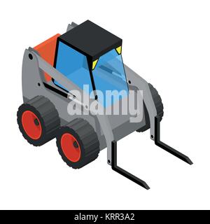 Isometric icon representing gray mini loader Stock Vector