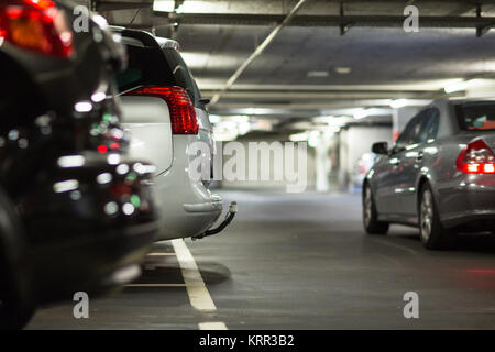 Underground parking/garage (shallow DOF  color toned image) Stock Photo