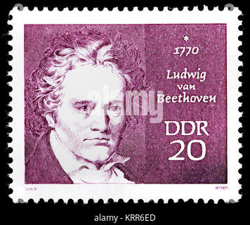 East German (DDR) postage stamp (1970): Ludwig van Beethoven (1770 – 1827) German composer and pianist. Stock Photo