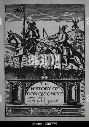 Don Quixote by Miguel de Cervantes. Edition of Thomas Shelton. 1st part. English Edition, 1612. Stock Photo