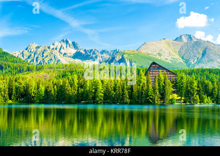 Mountain lake (Strbske Pleso) in High Tatras National Park, Slovakia Stock Photo