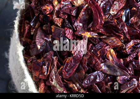Guajillo Chile, Etla market, near Oaxaca City, Oaxaca, Mexico Stock Photo