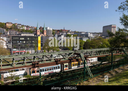 City view with monorail, Wuppertal, Bergisches Land, North Rhine-Westphalia, Germnay, Europe Stock Photo