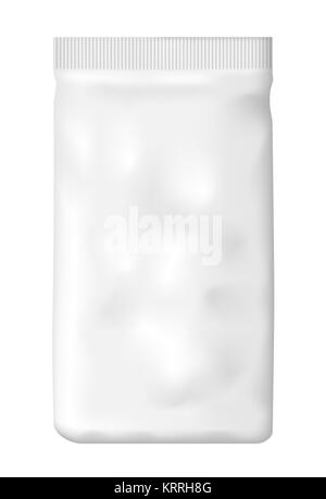 White Blank Food Bag Packaging. Vector Illustration pouch packaging Isolated. Foil food snack bag for coffee, chips pack template. Realistic 3d template. Stock Vector