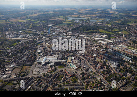 An aerial view of the centre of Wakefield, a city in West Yorkshire Stock Photo