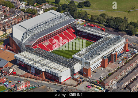 aerial view of Liverpool FC Anfield Stadium looking across Stanley ...