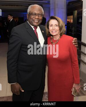 U.S. South Carolina Representative James Clyburn (left) and U.S. House Minority Leader Nancy Pelosi attend the LBJ Foundation Liberty and Justice for All Award ceremony at the National Archives November 8, 2017 in Washington, DC. Stock Photo