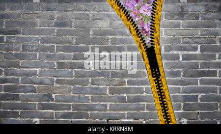 3d rendering close up zipper texture on isolated background with copy space Stock Photo