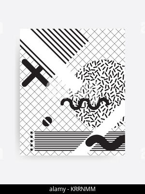 black and white Neo Memphis geometric pattern Stock Photo