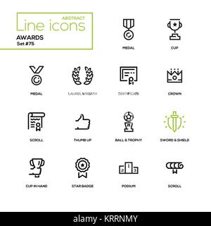 Awards - line design icons set Stock Vector