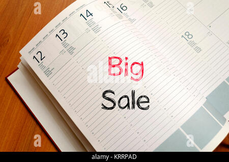 Big sale text concept on notebook Stock Photo