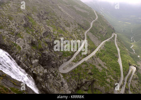 look 11km to the trollstigen one of the most famous roads of the world Stock Photo
