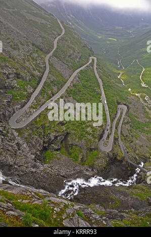 look 11km to the trollstigen one of the most famous roads of the world Stock Photo