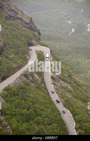 look 11km to the trollstigen one of the most famous roads of the world Stock Photo