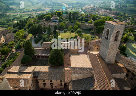 Campanille della Collegiata (Collegiate bell tower) of Romanesque Collegiata di Santa Maria Assunta (Collegiate Church of the Assumption of Mary) and  Stock Photo