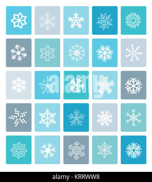 Set of White Christmas Snowflakes Icons on Wine Red Background Stock ...
