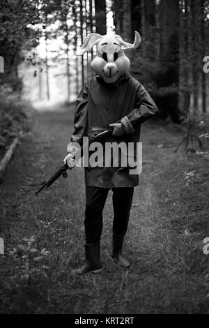 white rabbit hunter Stock Photo