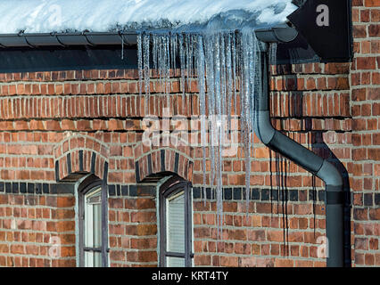 ice needles with Water Spout Stock Photo
