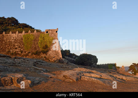 Sunset in the fortress of Baiona, Pontevedra province, Galicia, Spain Stock Photo