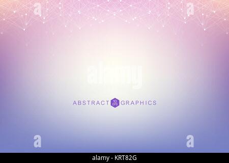 Geometric abstract background with connected line and dots. Structure molecule and communication. Scientific concept for your design. Medical, technology, science background. Vector illustration. Stock Vector