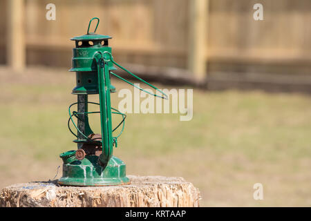 green rustic broken lantern islolated Stock Photo
