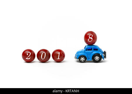 New Year 2018 is coming - Happy New Year 2018 - car that brings the new year - closeup Stock Photo
