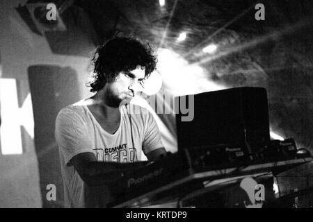 The Austrian DJ and electronic musician Wolfram operates from Vienna and New York and here pictured during a live DJ-set at Stuck Festival 2012 in Salzburg. Austria, 05/08 2012. Stock Photo