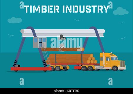 Logging Truck With Timber Logs Stock Vector Image & Art - Alamy