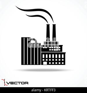 Industrial factory with smoke icon on gray background Stock Vector