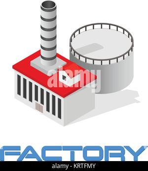 Vector isometric modern industrial and manufacturing factory building icon Stock Vector