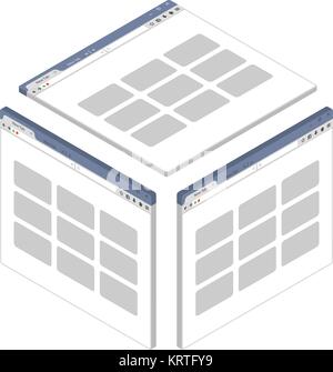 Simple isometric browser window on white background. Vector illustration Stock Vector