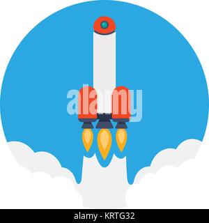 Flat design business startup launch concept, Vector rocket icon Stock Vector