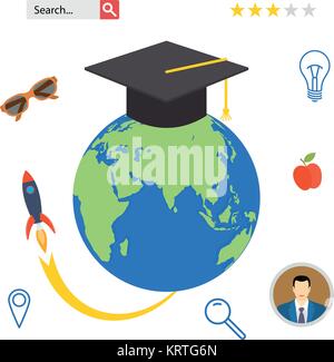 Set icons for education, online education, professional education in flat design style Stock Vector