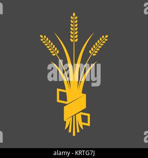 Ears of Wheat, Barley or Rye vector visual graphic icons, ideal for bread packaging, beer labels etc. Stock Vector