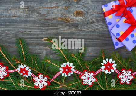 Christmas background with branches of fir and decorations Stock Photo